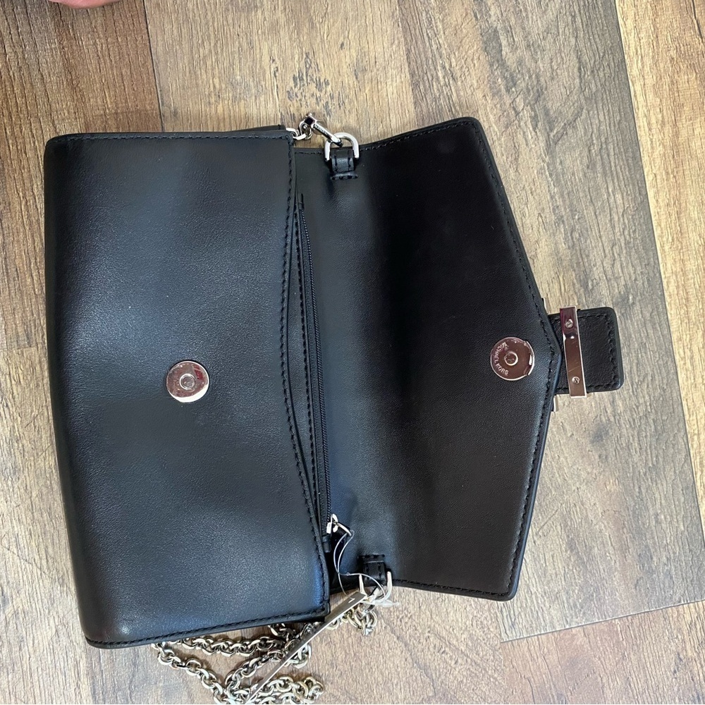 Michael Kors Black Clutch with Silver Chain - Picture 4 of 5